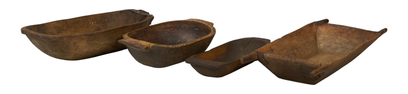 (4) Dough Trays: Four rustic wooden dough traysheight 11 in. x width 64.5 in. x depth 25 in. / largest