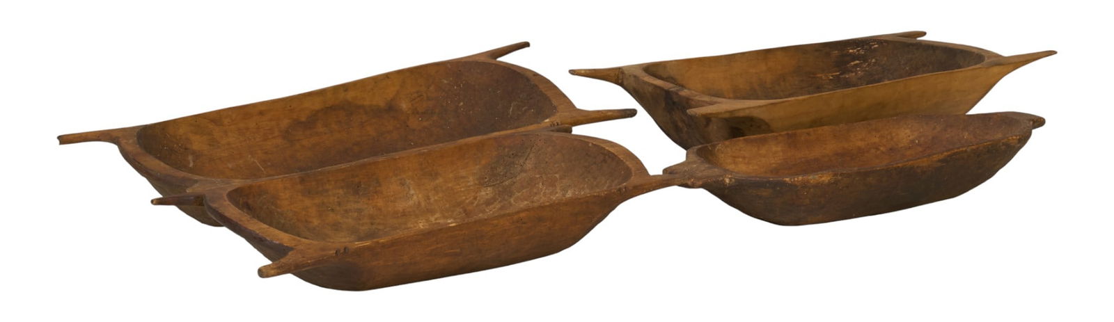 (4) Rustic Dough Trays: Four rustic dough traysheight 4 in. x width 33 in. x depth 11 in. / largest