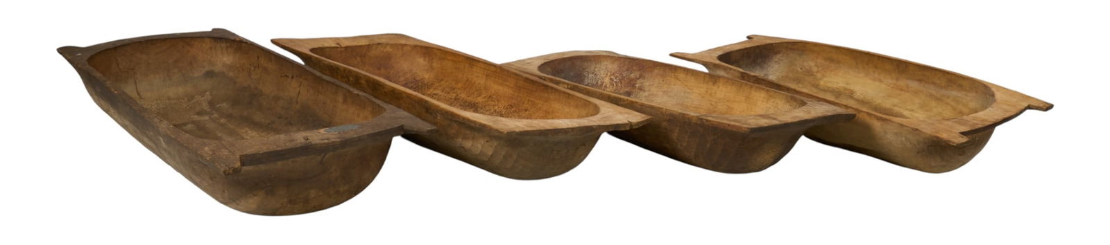 (4) Dough Trays: Four rustic wooden dough traysheight 11 in. x width 64.5 in. x depth 25 in. / largest