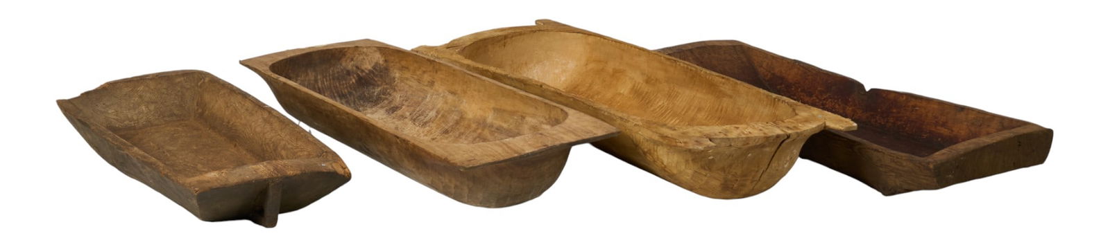 (4) Dough Trays: Four rustic wooden dough traysheight 9 in. x width 56 in. x depth 21 in. / largest
