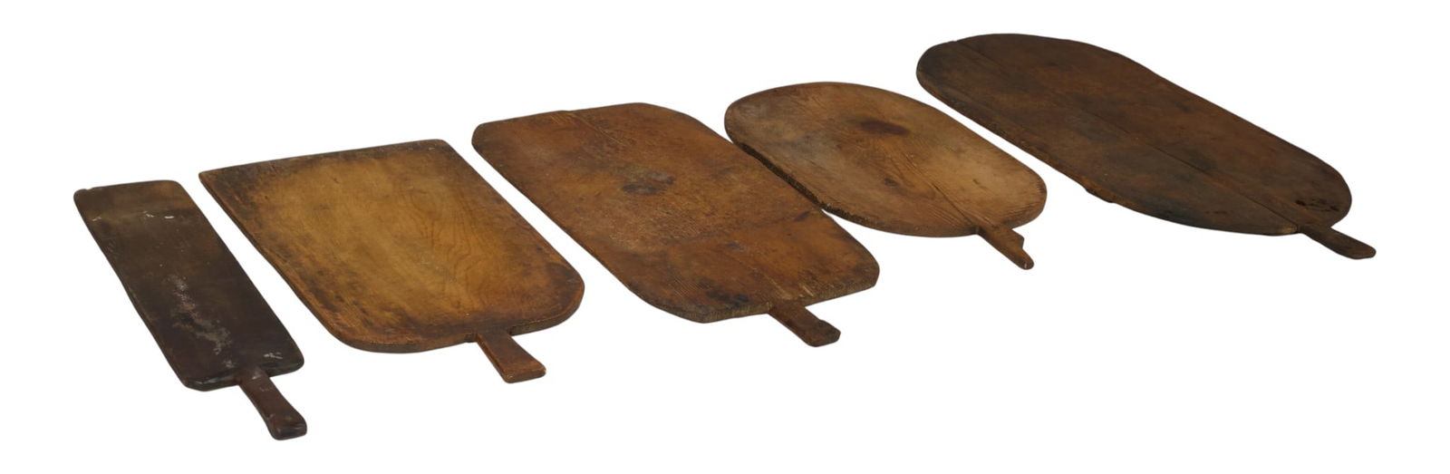 (5) Bread Trays: Five rustic wooden bread trayslength 41.5 in. x width 21.5 in. x depth 1 in. / largest 