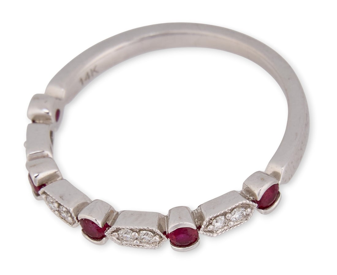 14K Diamond Ruby Ring - 2