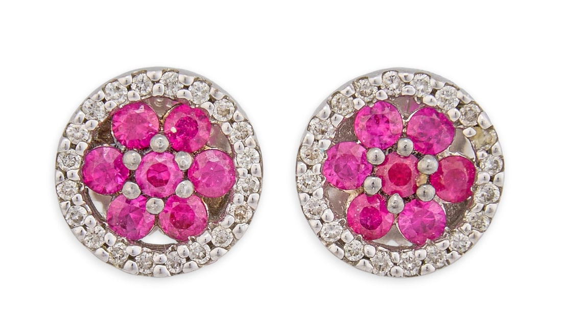 14K Ruby Diamond Cluster Studs (1 of 6)