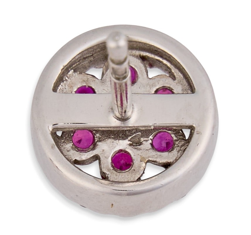 14K Ruby Diamond Cluster Studs - 5