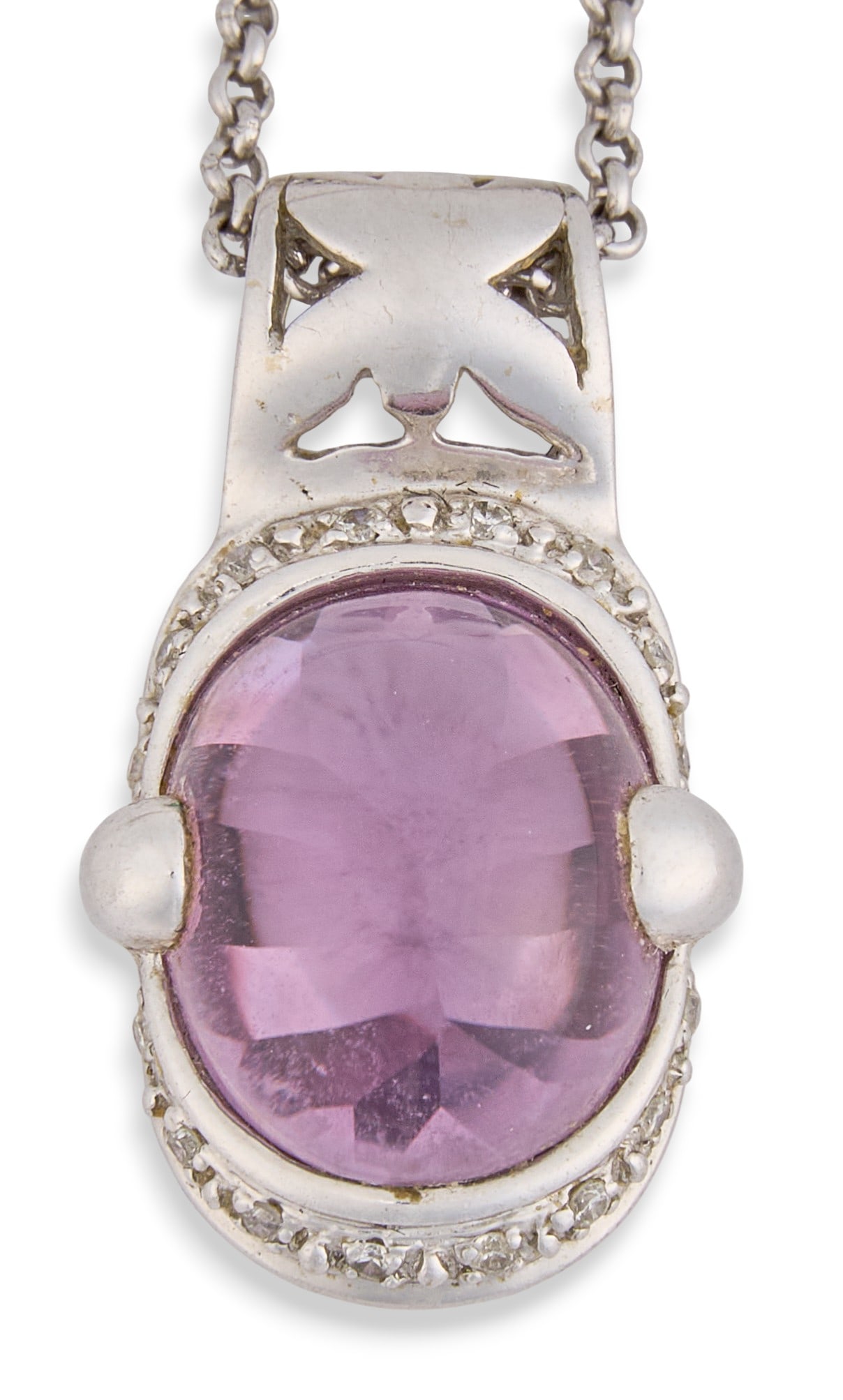 14k Amethyst & Diamond Pendant with Sterling Chain (1 of 5)