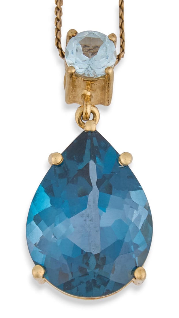 14K Blue Topaz Pendant Necklace (1 of 5)