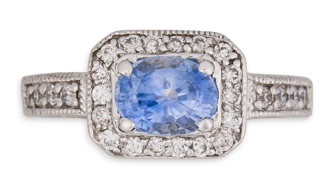 14K Sapphire & Diamond Halo Ring (1 of 5)