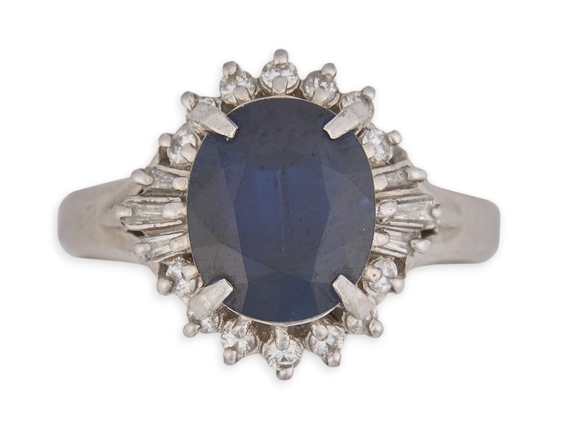 Platinum Sapphire & Diamond Ring (1 of 5)