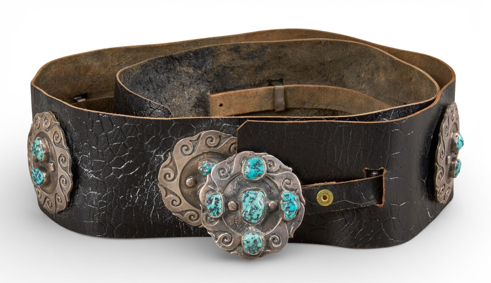 Vintage Sterling & Turquoise Concho Belt (1 of 6)