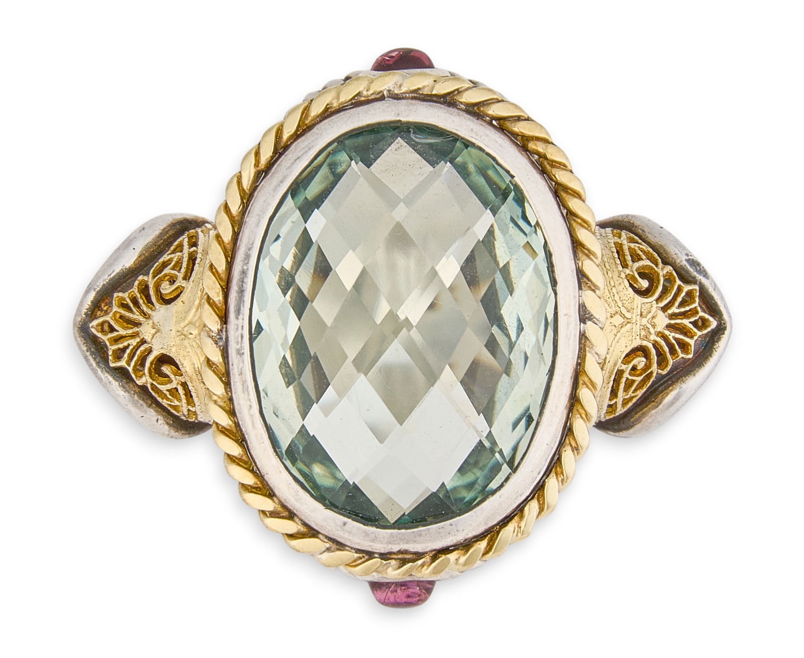18K Sterling Silver Green Gemstone Ring (1 of 4)