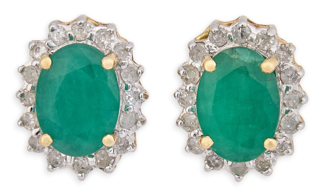 14K Emerald & Diamond Earrings (1 of 3)