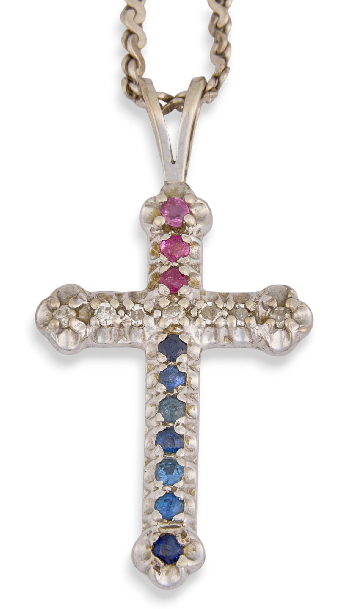 Sterling Silver Gemstone Cross Pendant Necklace (1 of 4)