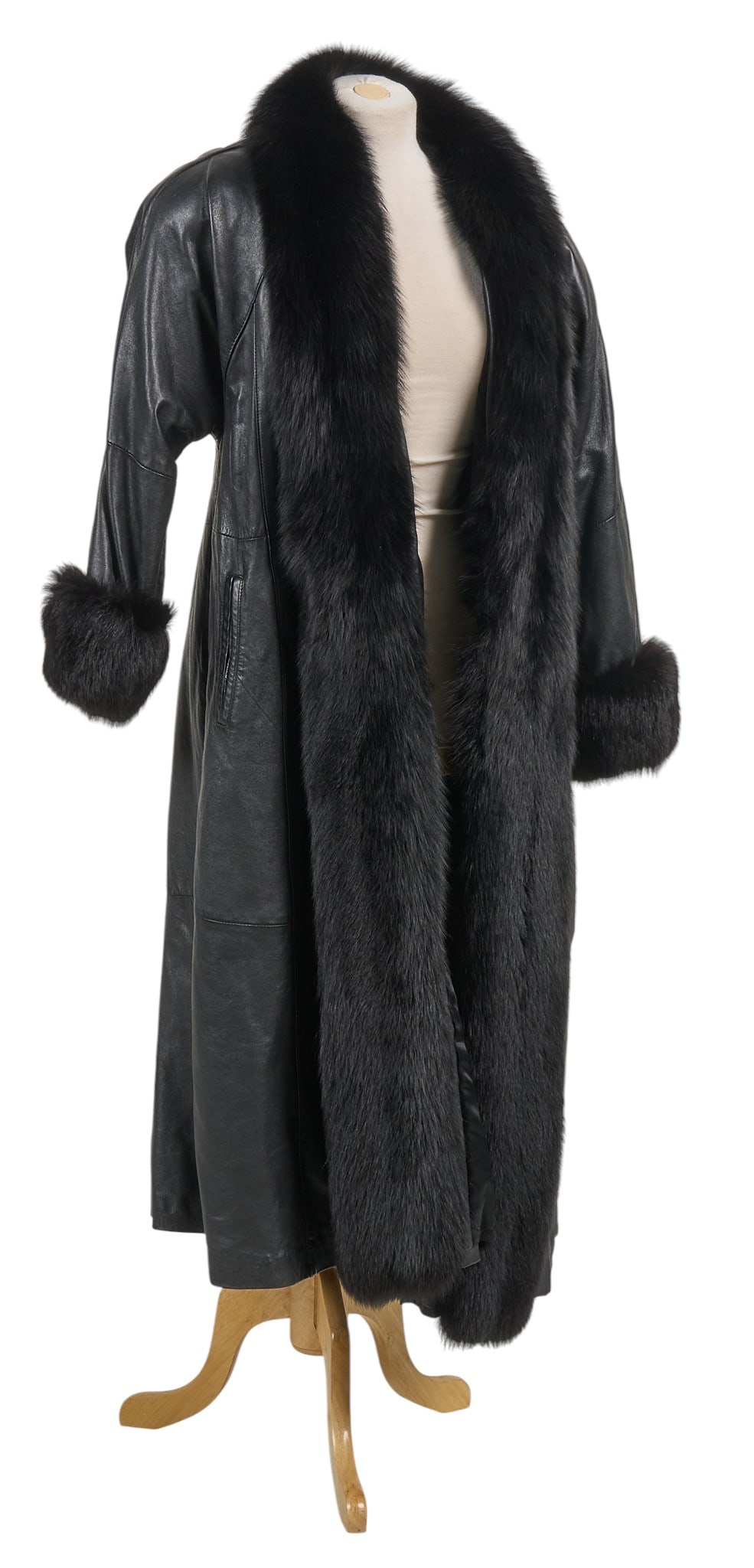 Black Fox and Leather Trench Coat (1 of 7)