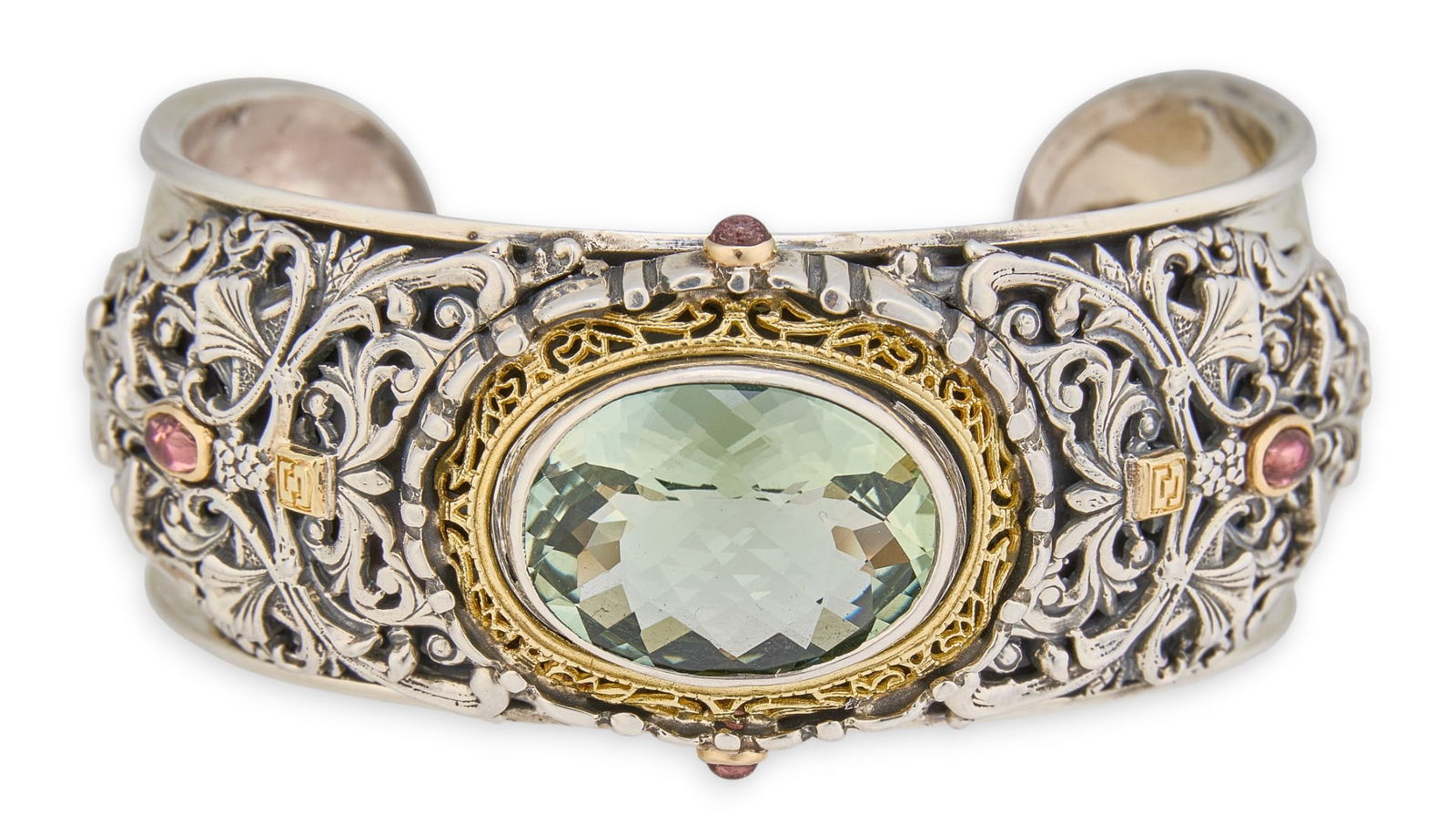 18K Sterling Silver Gemstone Cuff (1 of 5)
