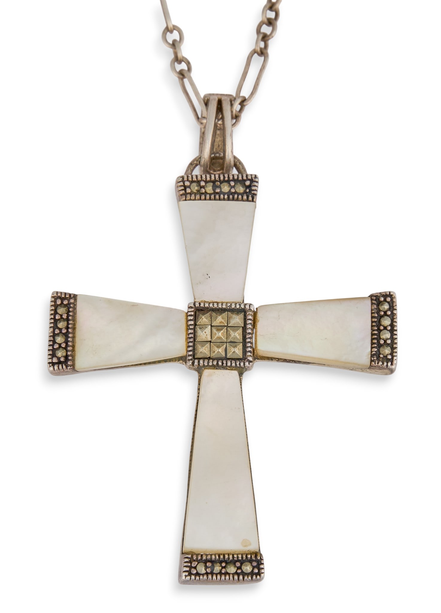 Sterling & Mother of Pearl Cross Necklace (1 of 4)