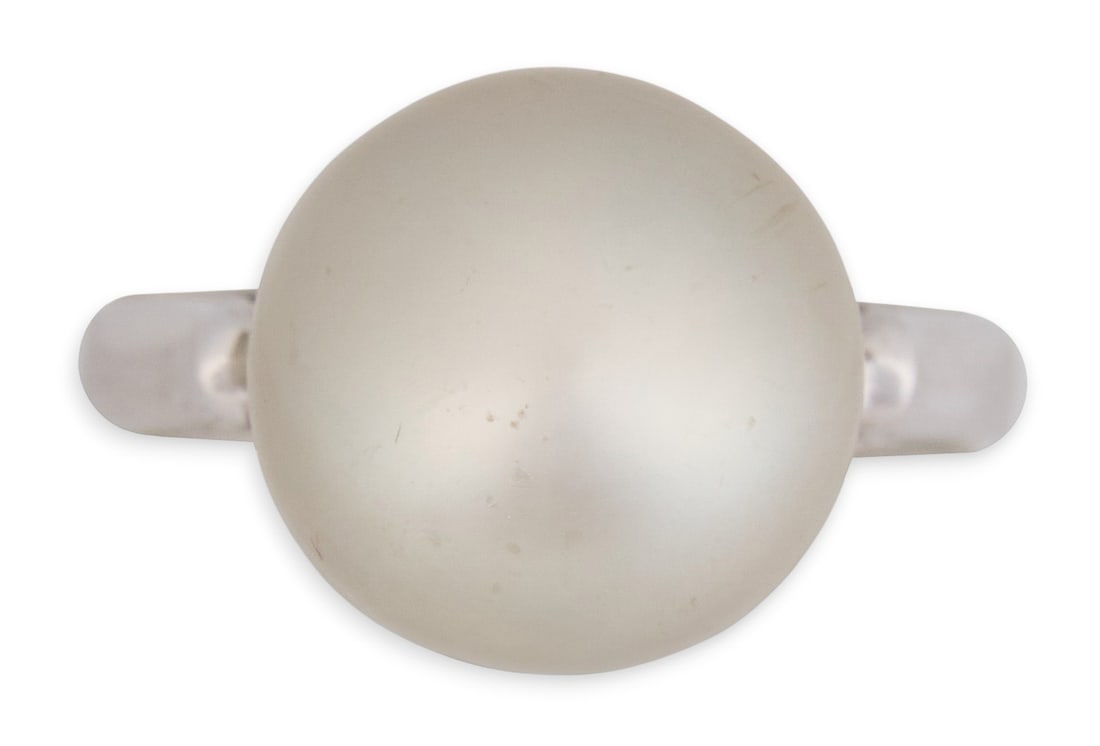 14K Pearl Ring: 14K white gold ring with 12mm South Sea pearl, marked "14K" Size: 6.25Total weight 5.0 g Provenance: Property from a North San Antonio, Texas collection