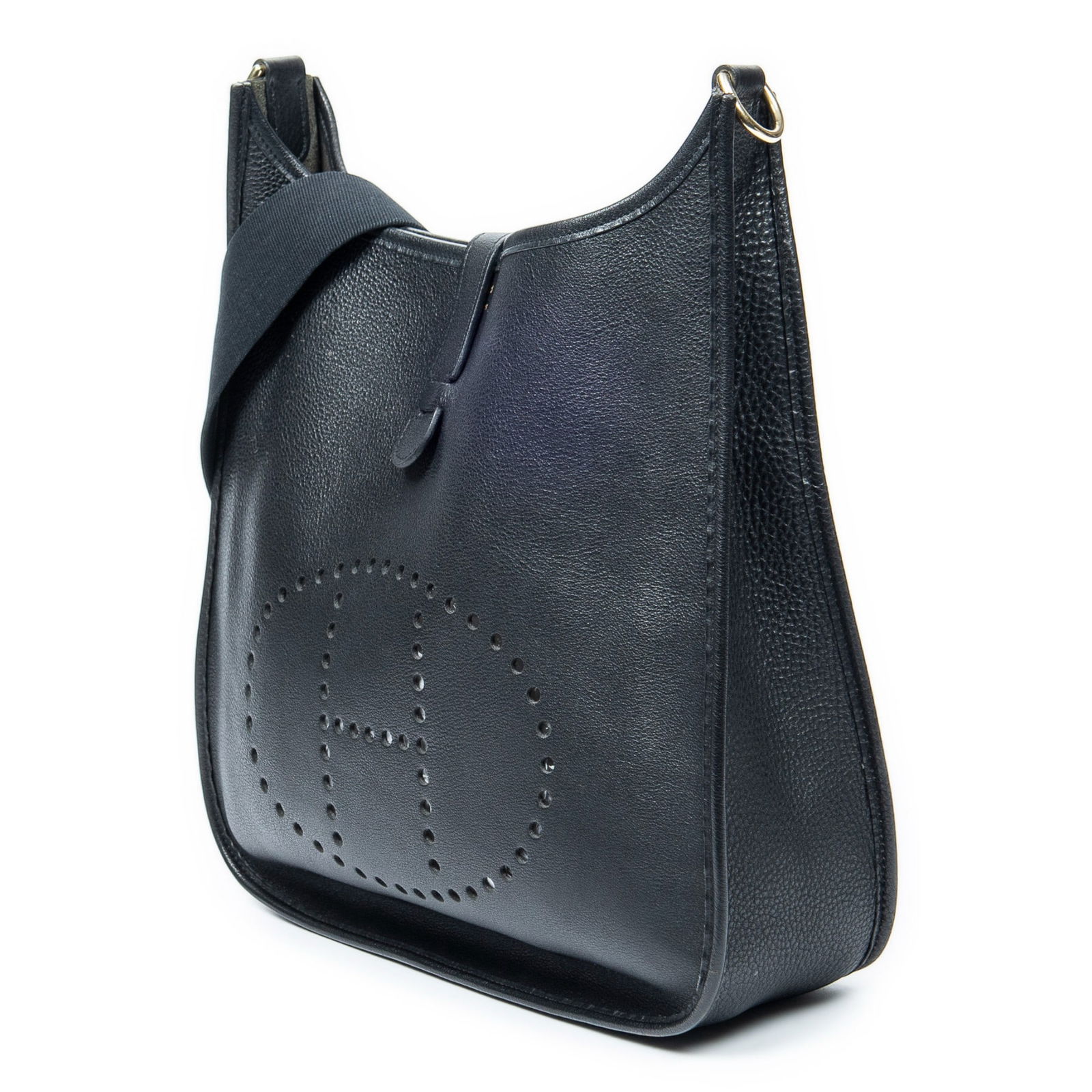 Hermes Evelyne I GM Shoulder Bag: Hermes Evelyne I GM shoulder bag in black togo leather, with golden hardware, stamped A in Square (1997), includes strap, dust bag; third-party authenticated13 in. x 12.25 in. x 3.25 in.Condition A;