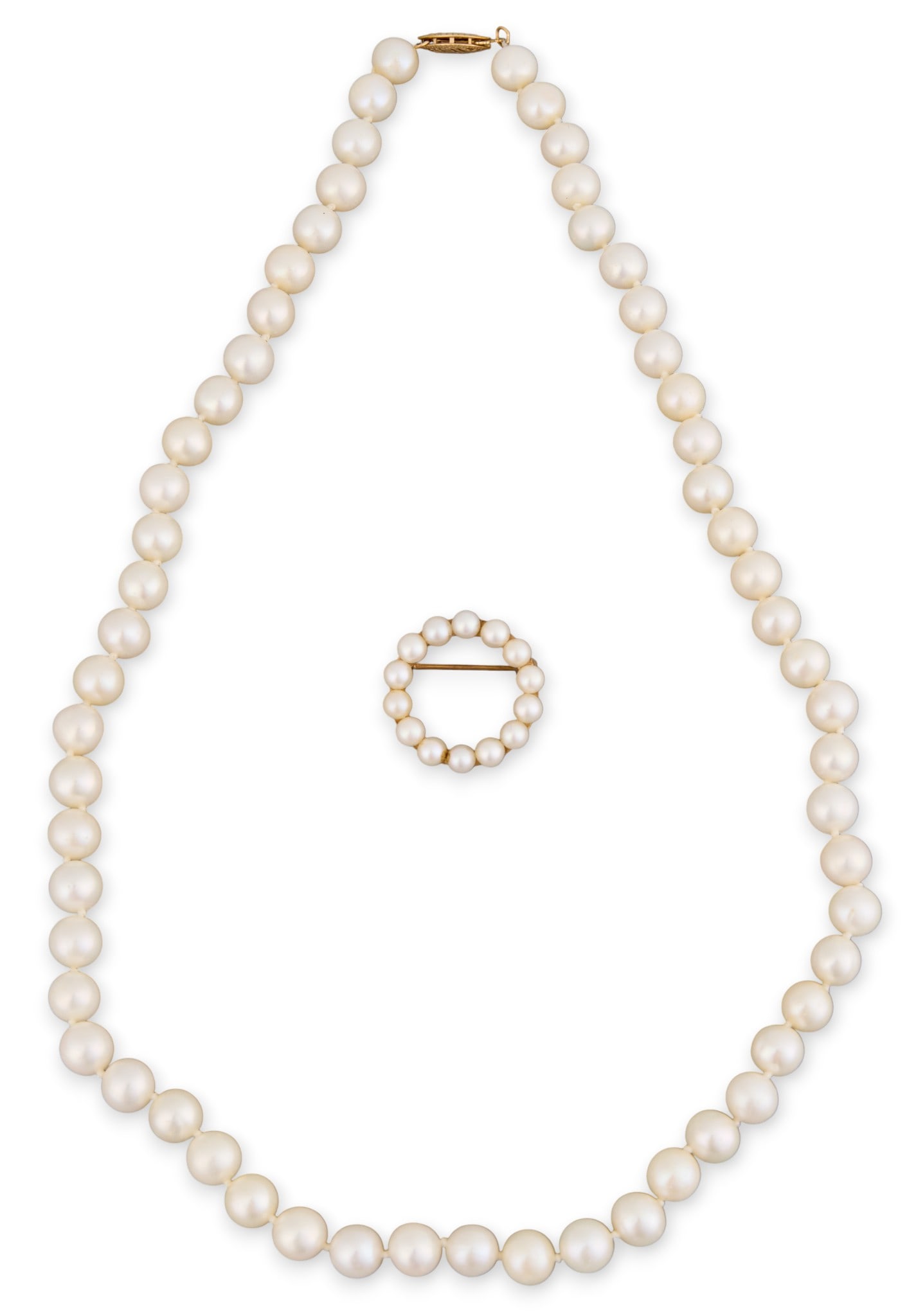 14K Pearl Necklace & Brooch (1 of 5)