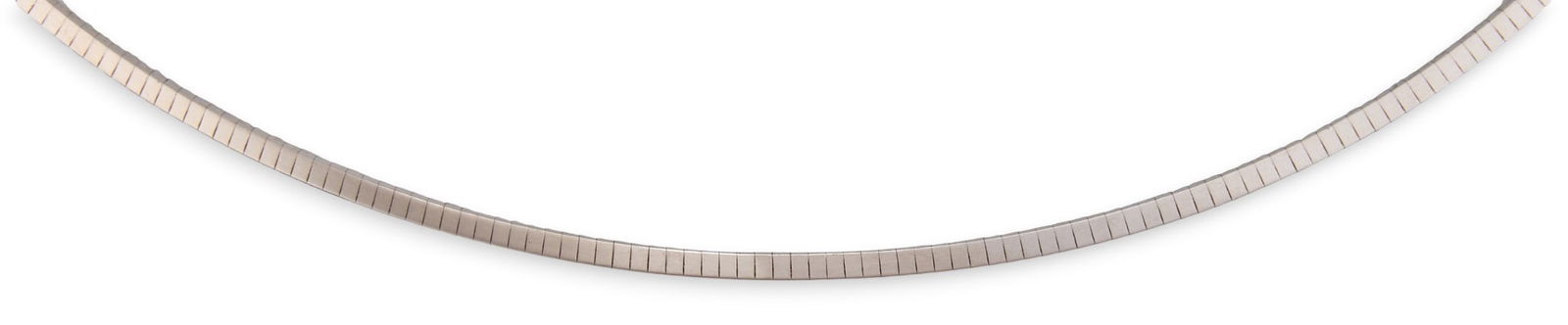 18K Omega Necklace: 18k white gold Omega necklace, clasp marked "750" Length: 18 in.Total weight: 11.4 g Provenance: Property from a North San Antonio, Texas collection