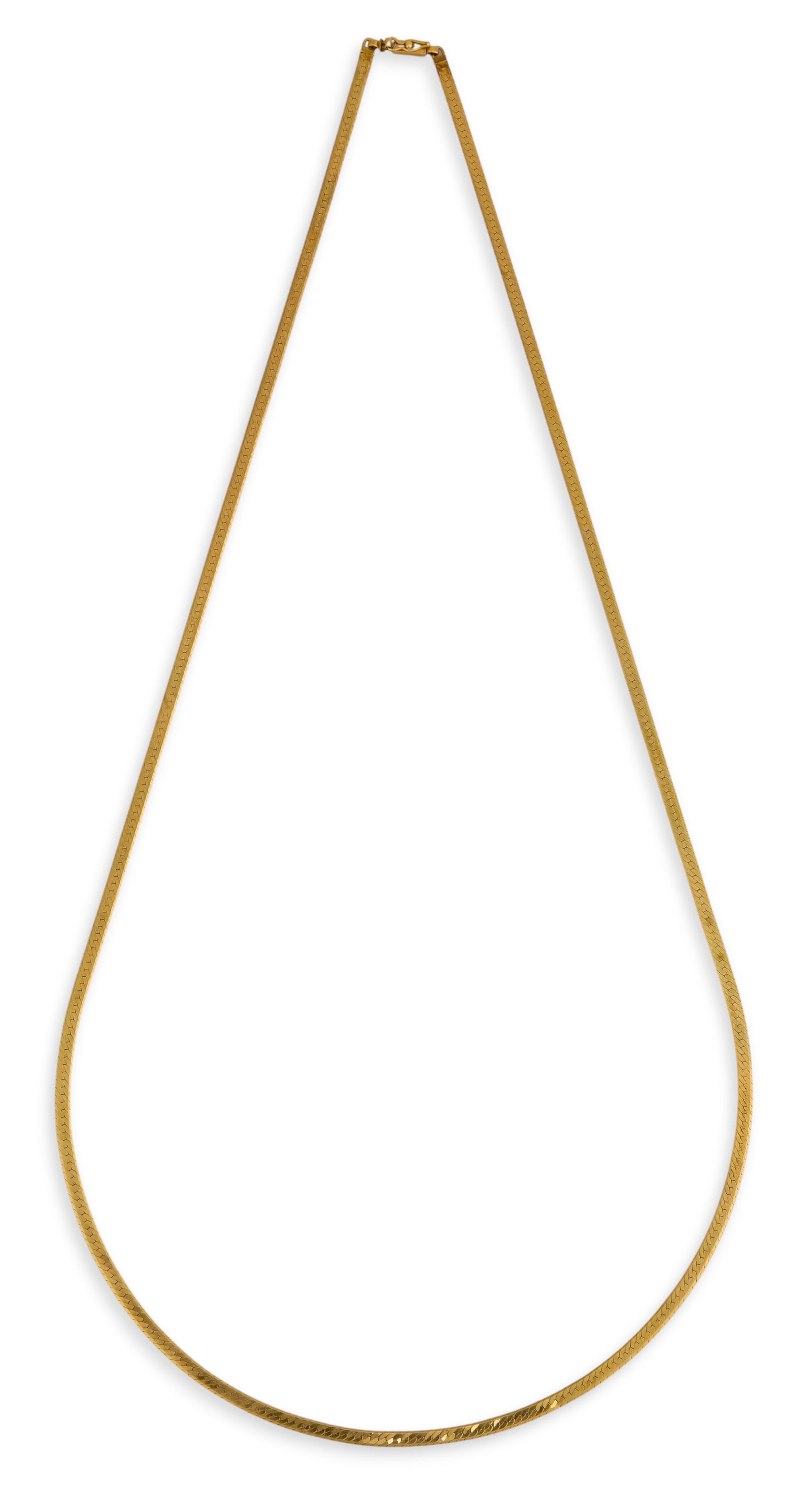 14K Italian Necklace: 14K Italian yellow gold herringbone necklace, fitted with box clasp and safety latch, marked "14K" and "Italy"Total weight: 12.3gProvenance: Property from a home in Spring Branch,