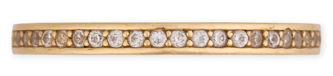 14K Diamond Band: 14K yellow gold band with diamond details, marked "G585, ALE, 56"Size: 7.5 Total weight: 2.4 gProvenance: Property from the collection of a San Antonio, Texas oil and gas