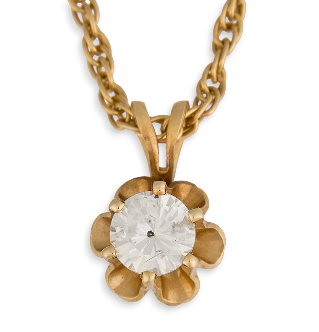 14K Diamond Solitaire Necklace (1 of 5)