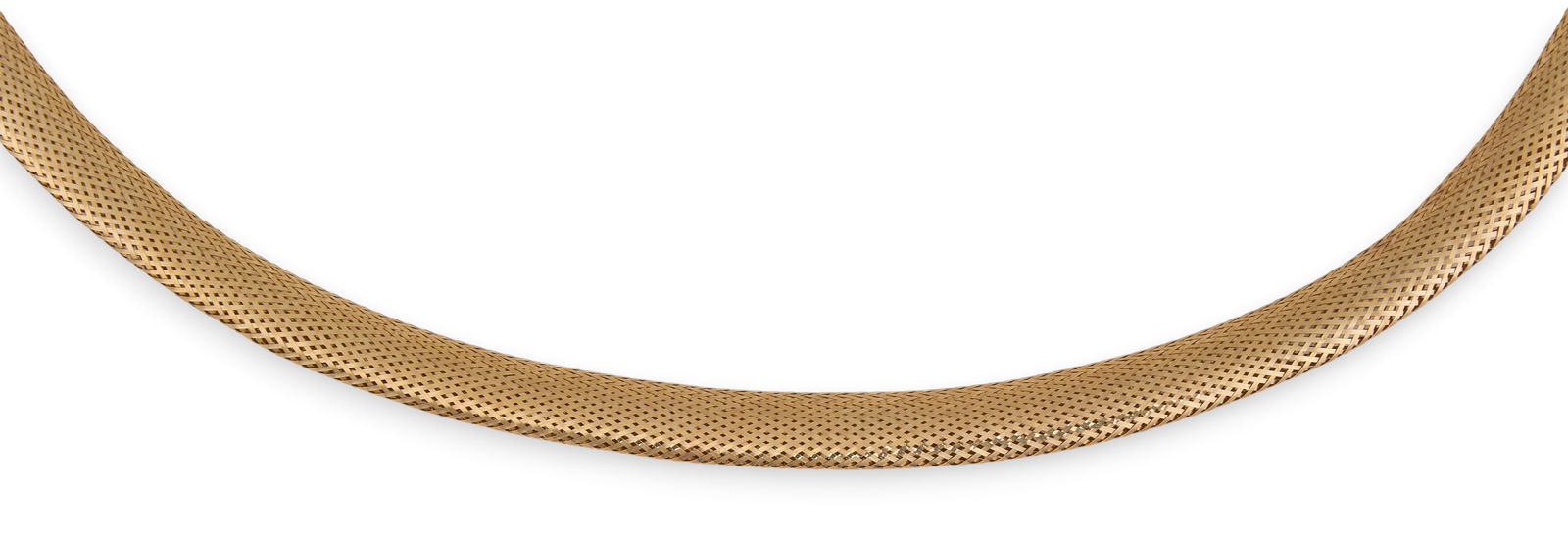 14K Mesh Necklace: 14K Italian yellow gold mesh necklace, flexible tubular mesh chain, fitted with lobster clasp and tapered end caps, marked "14KT" and "Italy"Total weight: 6.9gProvenance: Property