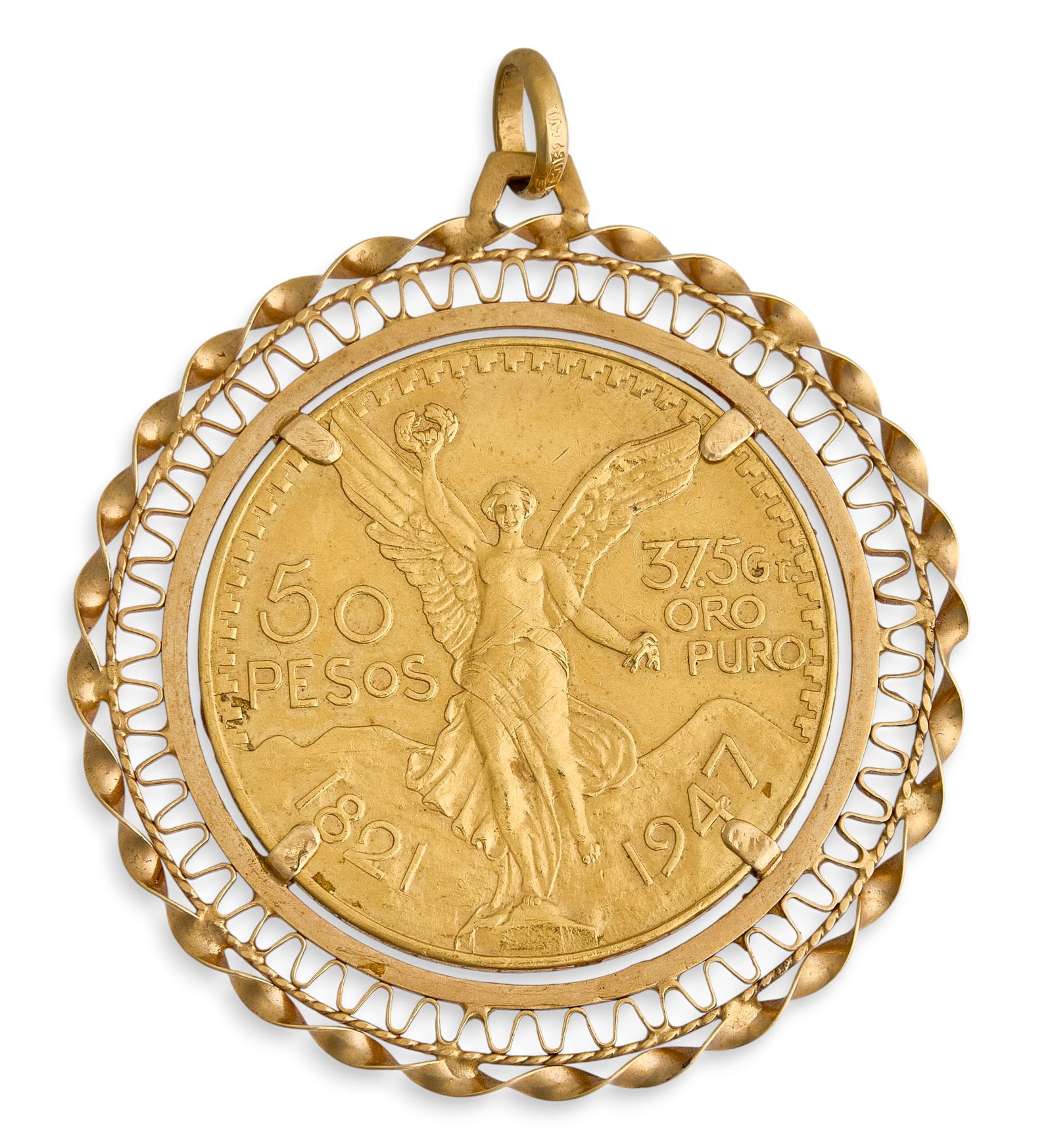 Mexican 50 Peso Gold Coin in 18K Setting (1 of 2)