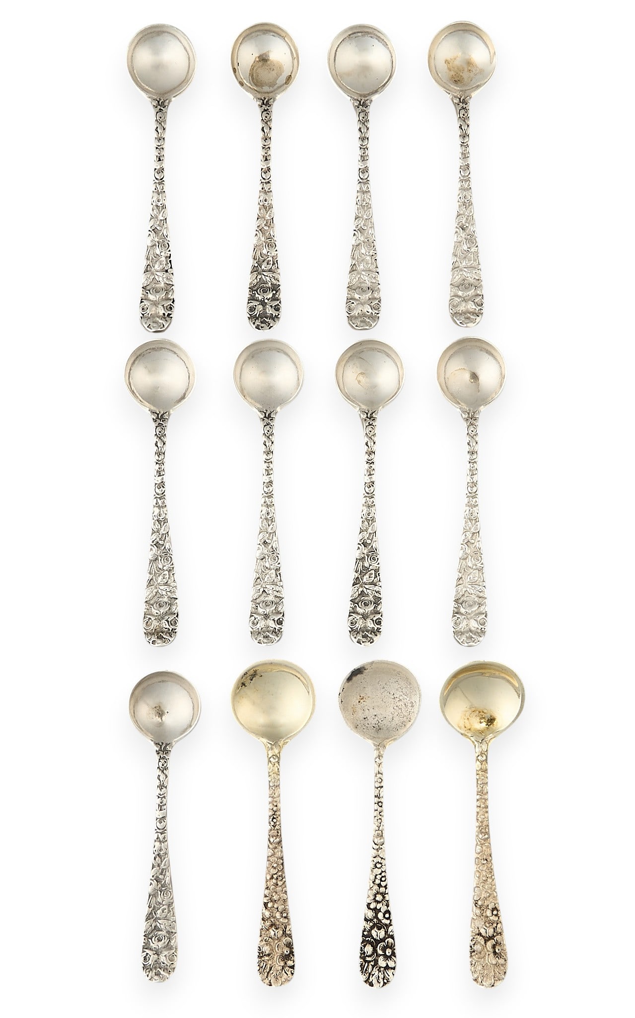 (12) Repousse Sterling Silver Salt Spoons (1 of 4)