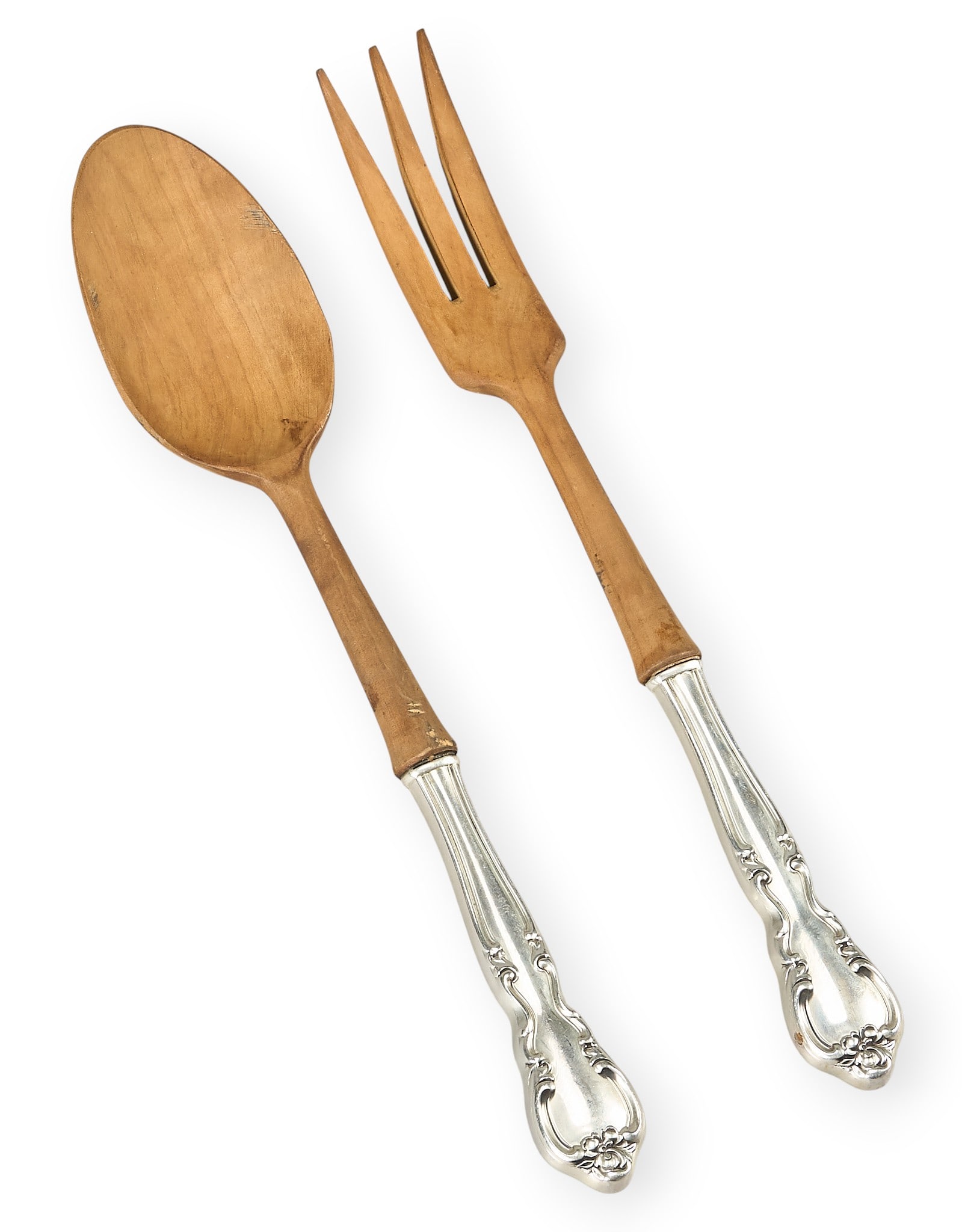 Sterling Silver Wooden Salad Set (1 of 5)