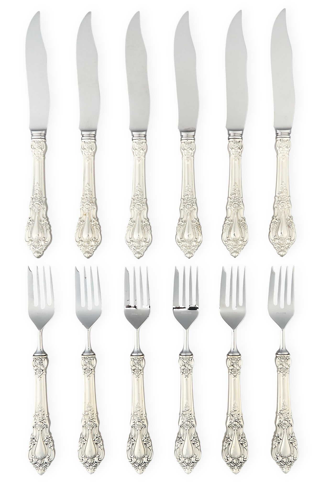 (6) Pairs of Sterling Silver Fish Forks and Knives (1 of 6)
