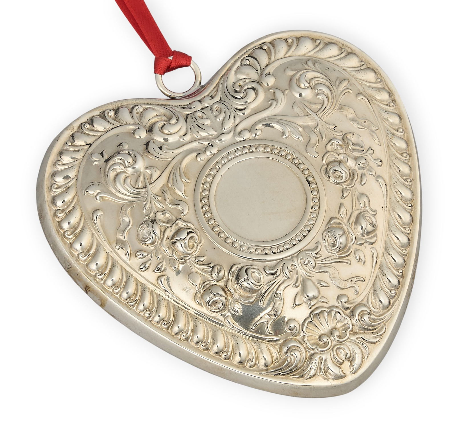 Sterling Silver Repousse Hanging Heart Ornament (1 of 5)