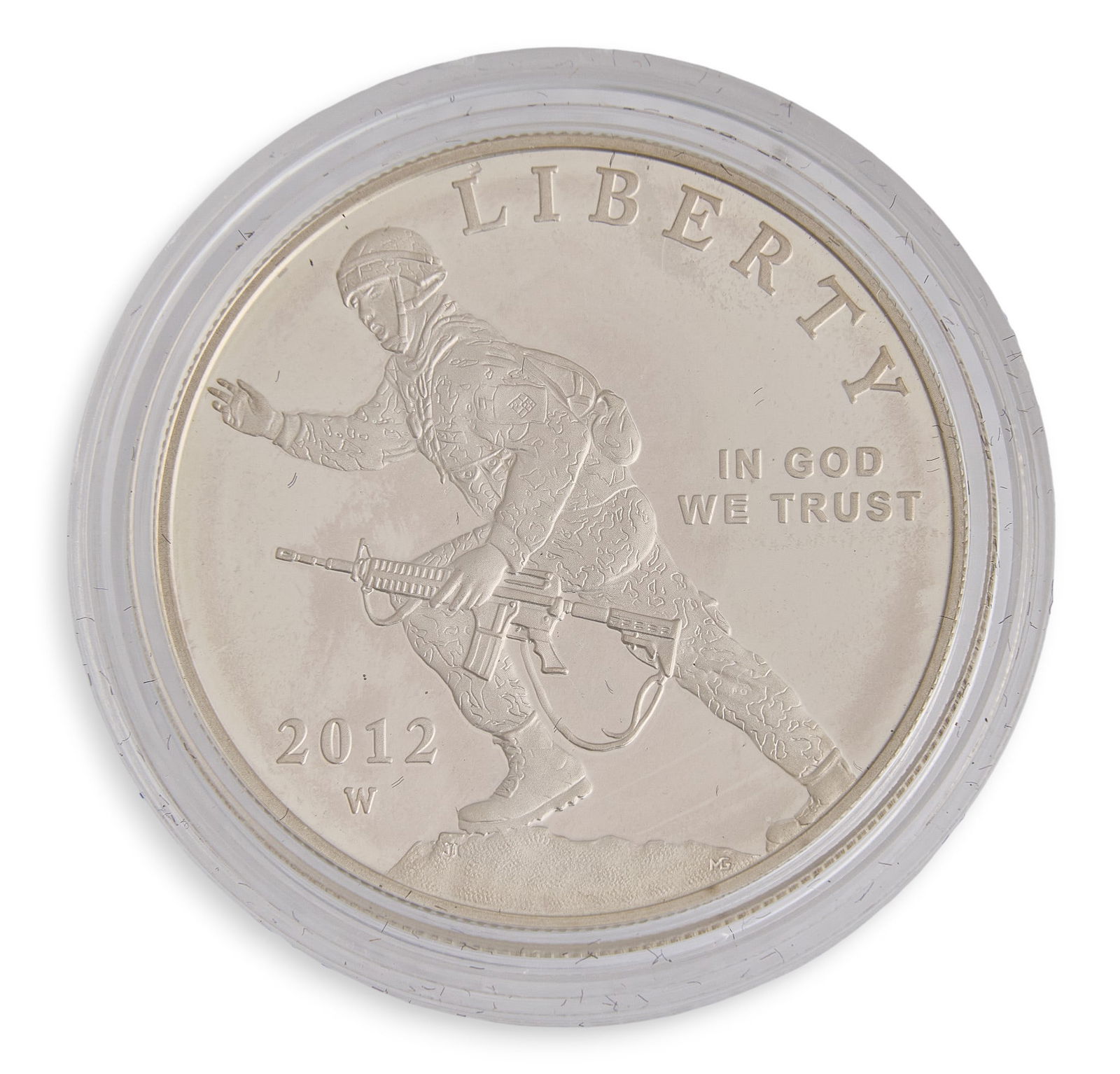 2012 Infantry Soldier Commemorative Silver Dollar: 2012-W Infantry Soldier commemorative silver dollarProvenance: Property from a home in San Antonio, Texas