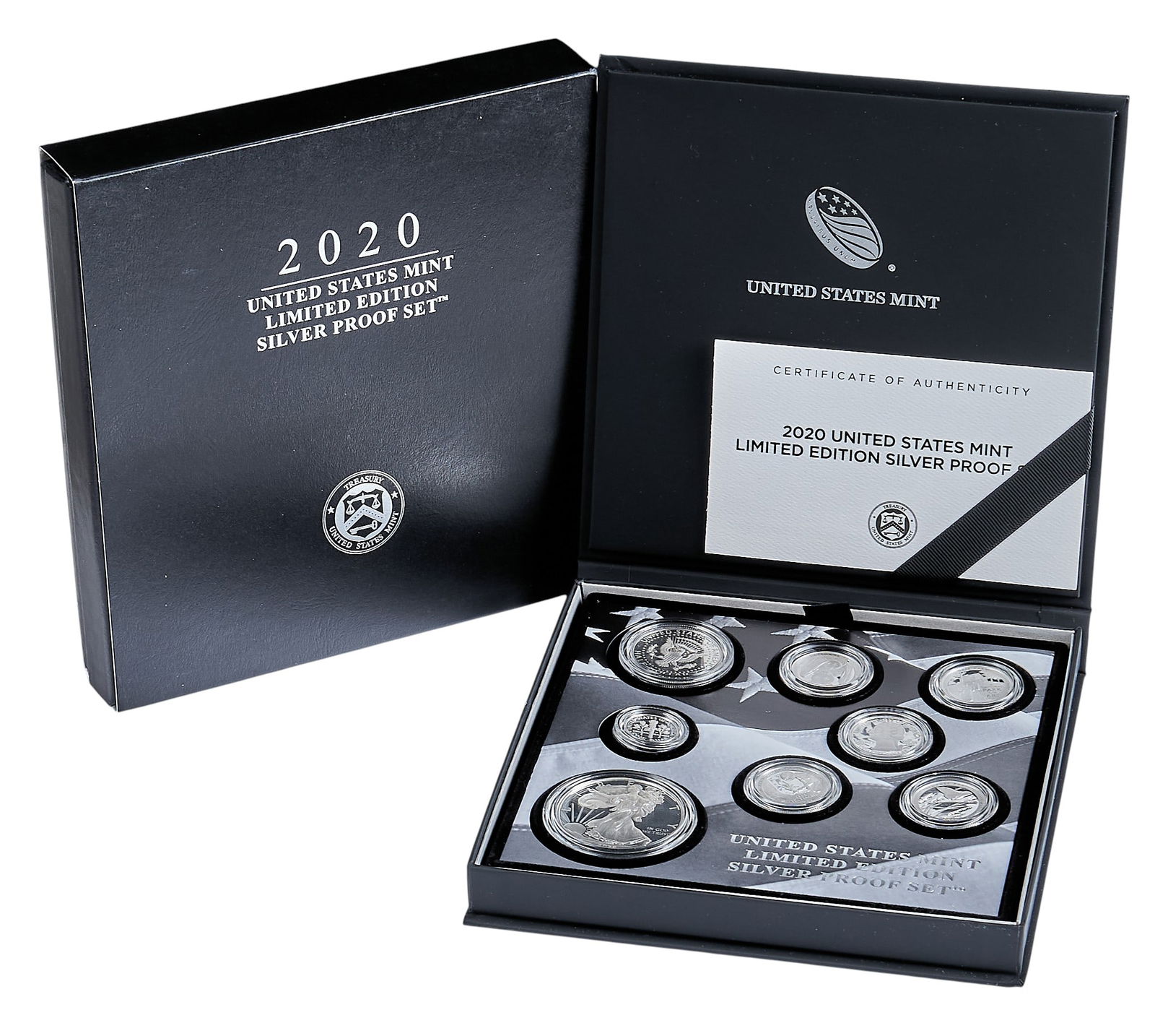 2020 United States Mint Limited Edition Silver Proof Set: 2020 United States mint limited edition silver proof set, includes Certificate of Authenticity, and slip coverProvenance: Property from a home in San Antonio, Texas