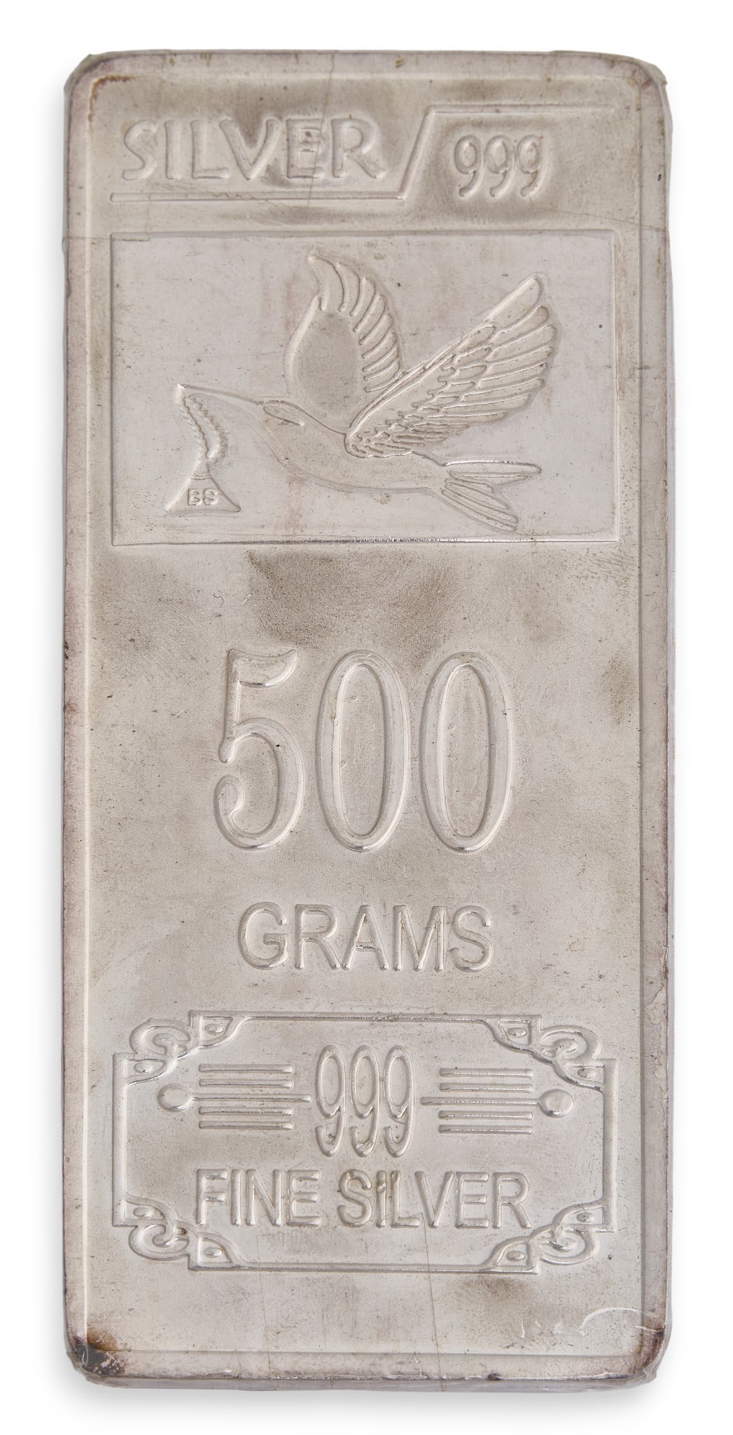 500 Gram .999 Fine Silver Bar: 500 gram .999 fine silver bar Provenance: Property from a home in San Antonio, Texas