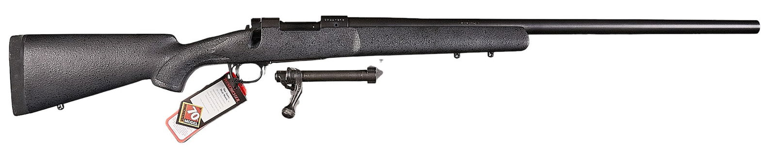 NIB Winchester Model 70 Stealth II 25 WSSM Bolt Action Rifle: Serial: G2557648Manufacturer: WinchesterModel: 70 Stealth IICaliber: 25 WSSMBarrel Length: 26 in.OAL: 45.5 in.Condition: NIB conditionIncludes: Factory box & manual; composite stock; heavy barrel