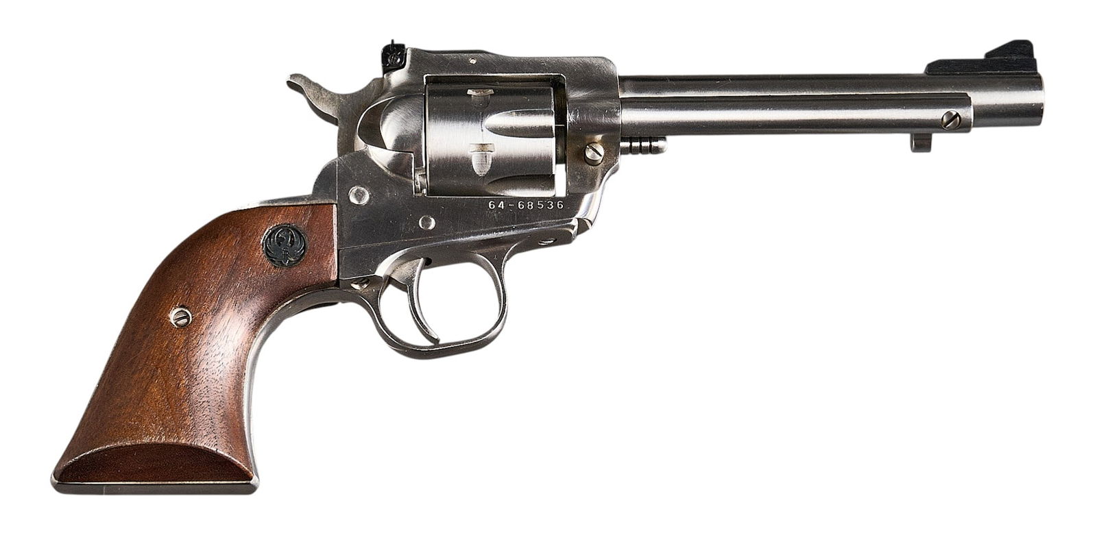 Ruger New Model Single-Six Bicentennial 22 LR/Mag Revolver: Serial: 64-68536Manufacturer: Sturm, Ruger & Co.Model: New Single-Six BicentennialCaliber: 22 LR/MagBarrel length: 5.5 in.OAL: 11 in.Condition: Good; light handling marks throughout; bore is good