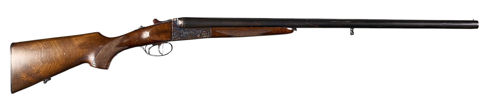 Zabala Hermanos Boxlock 12 Gauge SXS Shotgun: Serial: 23500Manufacturer: Zabala Hermanos-Eibar, SpainModel: Boxlock SXSCaliber: 12 GaugeBarrel length: 27.5 in. (2.75 in. chambers)OAL: 44.5 in.LOP: 14.25 in. (front trigger); 13.25 in. (rear trigge