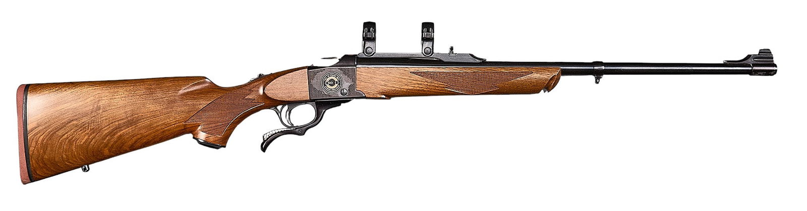 Ruger No. 1 308 Win. Single Shot Rifle: Serial: 134-50835Manufacturer: RugerModel: No. 1 50th AnniversaryCaliber: 308 Win.Barrel length: 22 in.OAL: 38.5 in.Condition: Very Good; very light wear & handling marks; bore is very good &