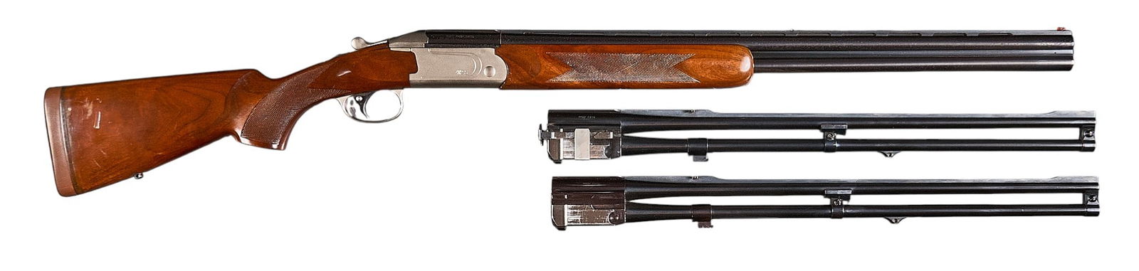 Finnish Valmet Model 412-S Shooting System Combination: SN: 286174Manufacturer: Valmet-Finland / Valmet Inc.- Elmsford, NYModel: 412SCaliber: (1) 20 Ga. (matching) / (2) 30-06 (non-matching) / (3) 9.3x74R (matching)Barrel length: (1) 28 in.; (2) 23.5