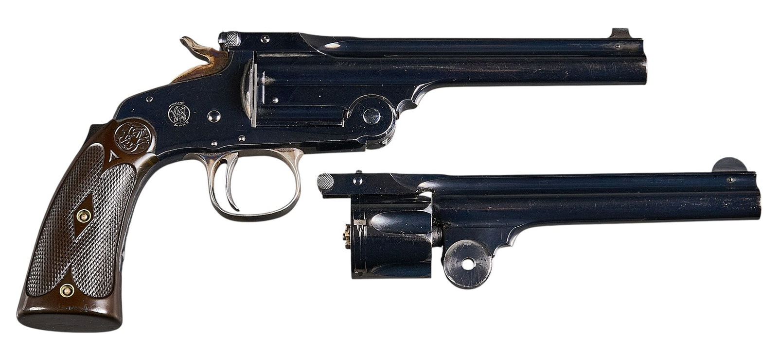 Smith & Wesson Model 91 22 LR Single Shot W/ 38 S&W Revolver Barrel: Serial: 18329Manufacturer: Smith & Wesson (c. 1891-1911)Model: 91Caliber: 38 S&W and 22 LRBarrel Length: 5 in. (38 S&W); 6 in. (22 LR)OAL: 9.5 in. (current configuration)Condition: Very Go