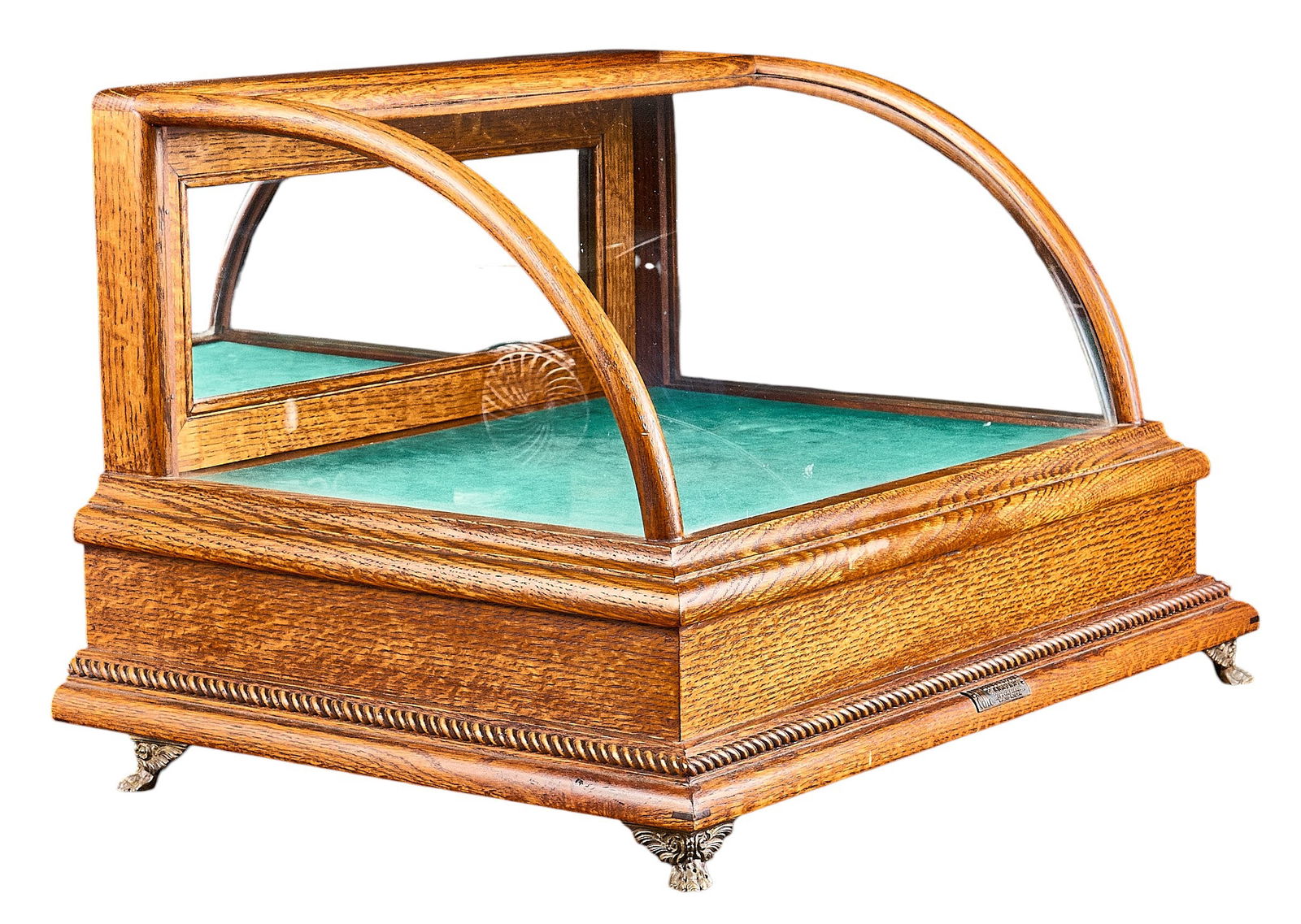 J.W. Winchester Oak & Curved Glass Table Top Display Case (1 of 6)