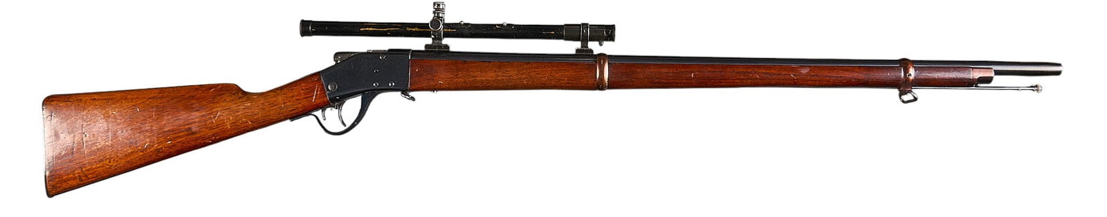 Rare Restored Sharps Borchardt 1878 45-70 Falling Block Rifle: Serial: 15873Manufacturer: Sharps Rifle Co. (c. 1878-1881)Model: Borchardt 1878 Old ReliableCaliber: 45-70 Govt.Barrel length: 32 in.OAL: 48.5 in.Condition: Good-Refinished / Antique; wood stock &