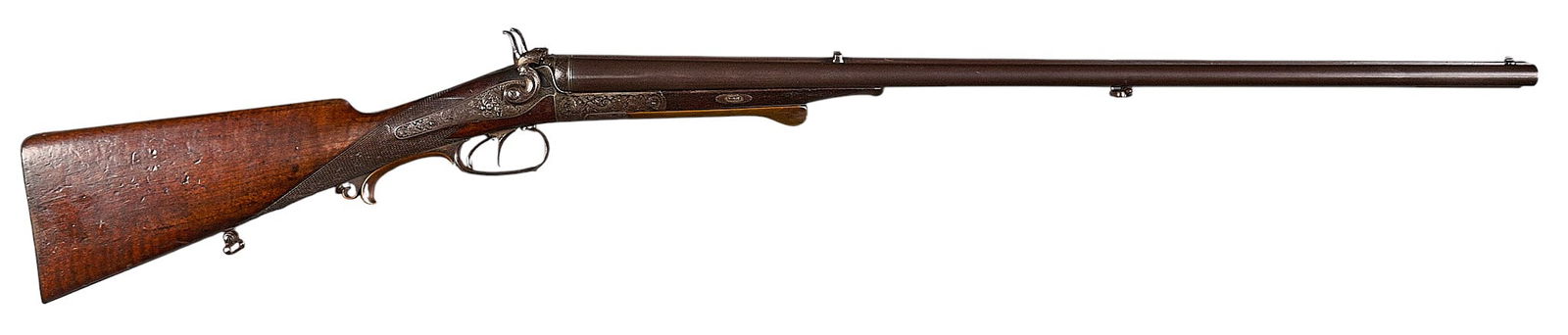 Beautiful Engraved Anschutz German 16 Ga/43 Mauser Cape Gun: Serial: NSNManufacturer: Udo. Anschutz Zella-Stahl - Berlin, GermanyModel: Cape GunCaliber: 16 Gauge / 43 MauserBarrel length: 27.5 in.OAL: 44.5 in.LOP: 13.75 in. (front trigger); 12.75 in. (rear