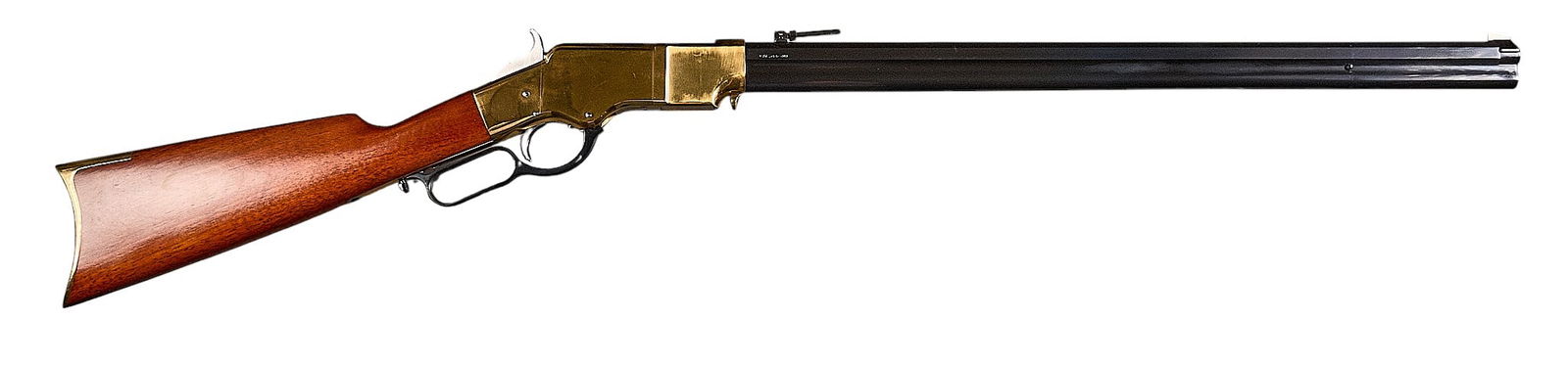 NIB Uberti Model 1860 Henry Repeater 44-40 Lever Action Rifle: Serial: 07900Manufacturer: A. Uberti Gardone-Italy / Cabela'sModel: 1860 Henry RepeaterCaliber: 44-40 WinBarrel Length: 24 in.OAL: 44 in.Condition: NIB Condition; slight handling marksIncludes: Fa