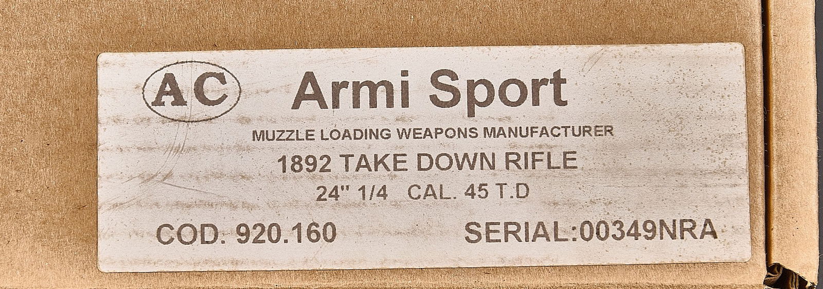 Sealed NIB Charles Daly 1892 NRA Takedown 45 LC Lever Action Rifle: Serial: 00349NRAManufacturer: Armi Sport-Italy / KBI Inc. (Charles Daly)Model: 1892 NRA Ltd. Ed. TakedownCaliber: 45 LCBarrel Length: 24 in. OAL: 42.5 in.Condition: NIB ConditionIncludes: Fa