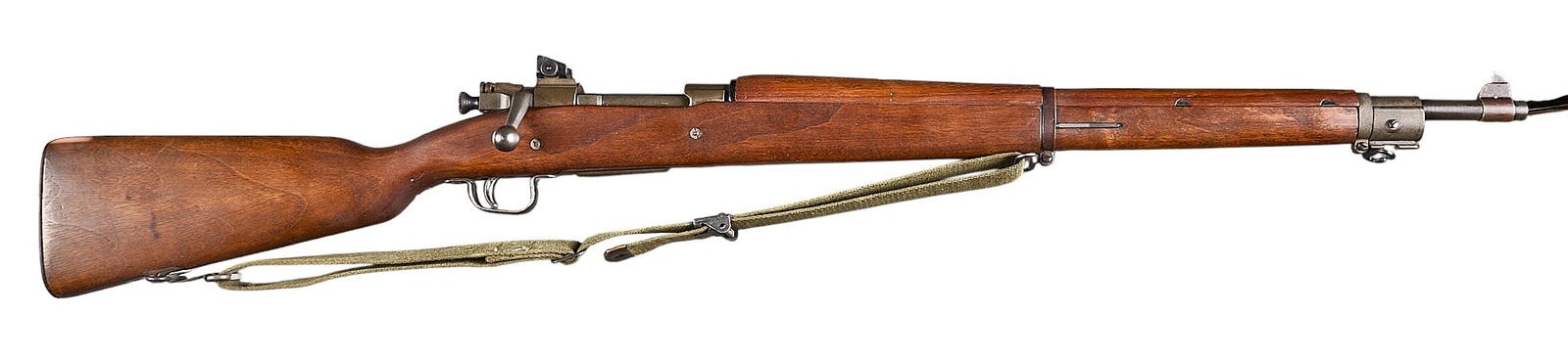 Refurbished WWII US Remington 03-A3 Bolt Action Rifle: Serial: 3756806Manufacturer: Remington (c. May 1943)Model: 03-A3Caliber: 30-06 SPRGBarrel length: 24 in.OAL: 43.75 in.Condition: Good-Refurbished; wood stock & handguard have light wear & scra