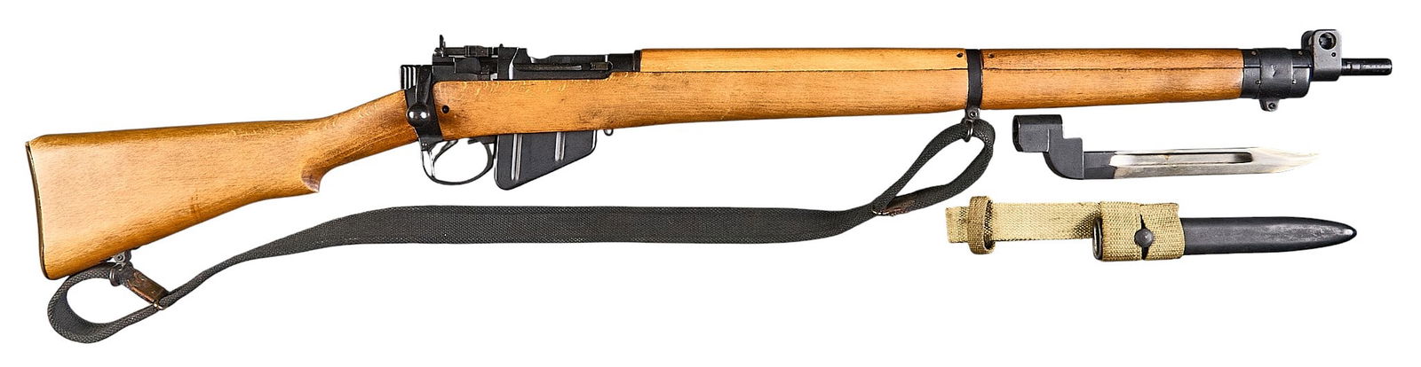 ROF 1955 Enfield No.4 MK2 303 British Rifle W/ Bayonet: Serial: A6992Manufacturer: ROF Fazakerley-England / CAI (c. 1955)Model: No.4 MK2Caliber: 303 BritishBarrel Length: 25 in.OAL: 44.25 in.Condition: Very Good; wood stock & handguard have very light