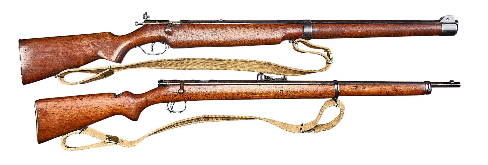 Pair of 22 LR Training Rifles: Serial: (1) 11330; (2) NSNManufacturer: (1) Birmingham Small Arms Co.-England (c. 1907)(2) Cooey-CanadaModel: (1) War Officer Pattern 1906 Training rifle; (2) 82Caliber: 22 LRBarrel Length: (1) 24 in.