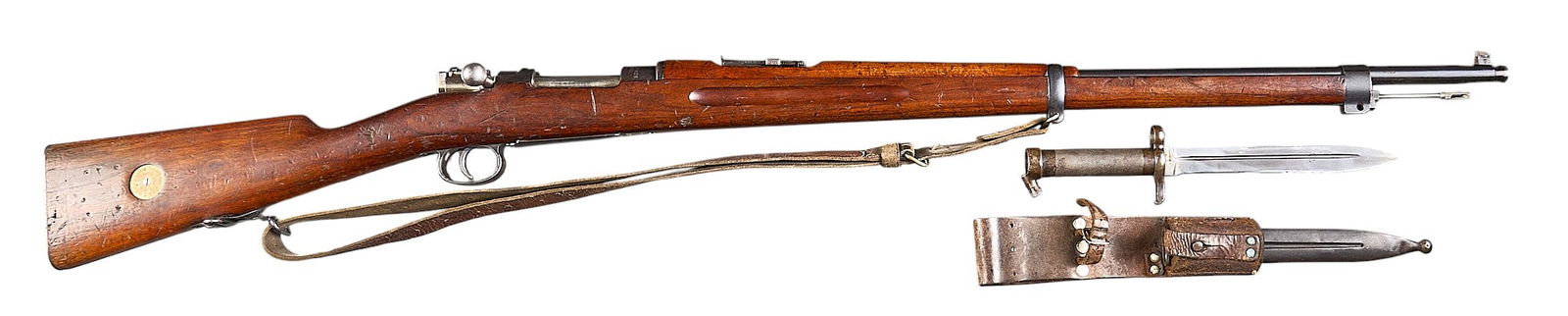 Swedish Carl Gustafs M96 6.5x55 Bolt Action Rifle W/ Bayonet: Serial: 229695Manufacturer: Carl Gustafs Stads Gevarsfaktori-Sweden (c. 1908) / CAIModel: M96Caliber: 6.5x55 SwedishBarrel Length: 29 in.OAL: 49.75 in.Condition: Good; wood stock & handguard have